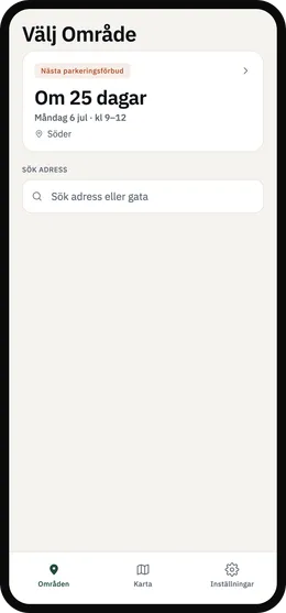 Parkbot som visar nedräkningen till nästa parkeringsförbud i Söder.