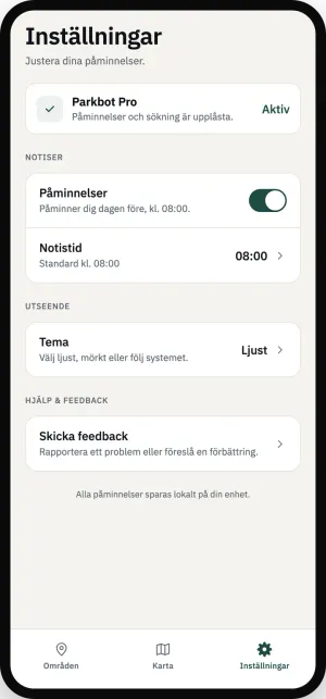 Parkeringsböter i Norrköping undviks med Parkbots påminnelse kvällen innan förbudet.