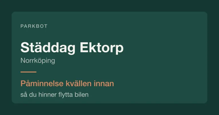 Städdag i Ektorp, Norrköping – Parkbot påminner kvällen innan.