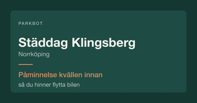 Städdag i Klingsberg, Norrköping – Parkbot påminner kvällen innan.